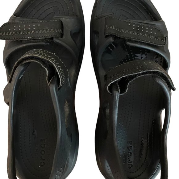 Croc Shoes Men Size 11 Black Swiftwater River Sandal Comfort Outdoors Traction - Picture 6 of 15